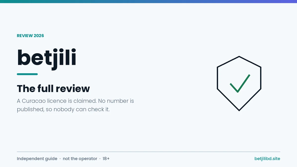 Betjili review cover for Bangladesh noting that a Curacao licence is claimed but no number is published